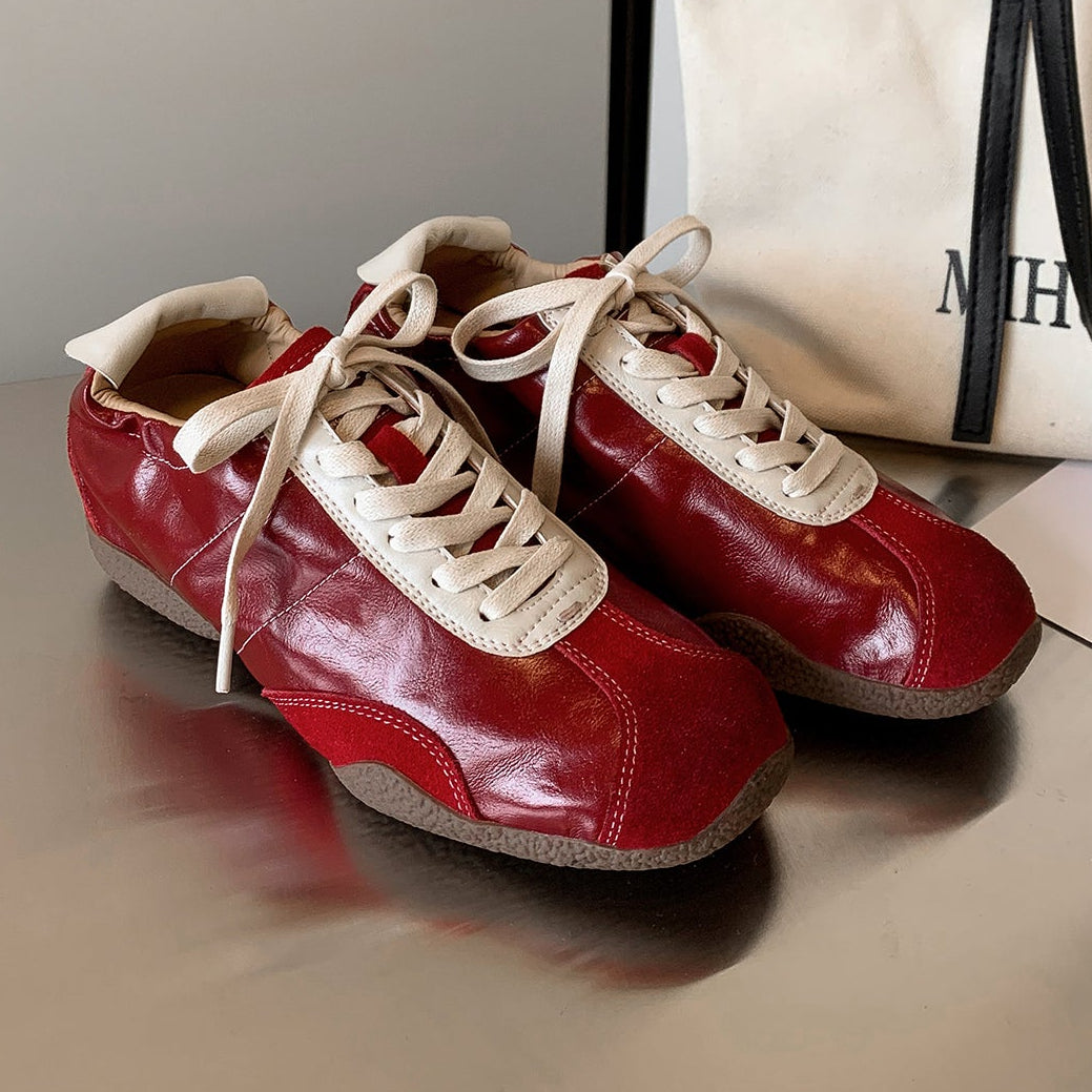 Women's Hidden Wedge Suede Sheepskin Sneakers Lace Up Height Increasing Casual Shoes