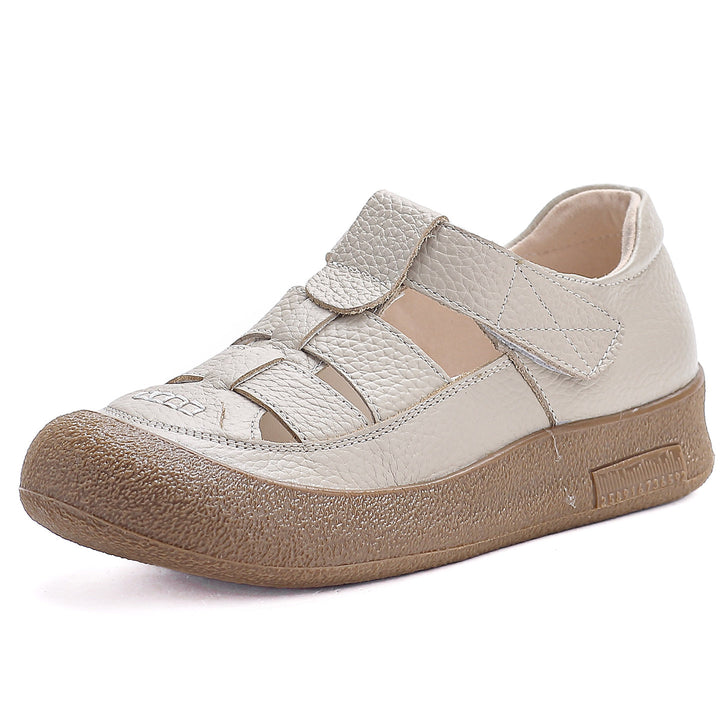 Women's Sandals Platform Velcro Hollow-Out Walking Shoes Fisherman Flats Barefoot-Friendly Summer Shoes