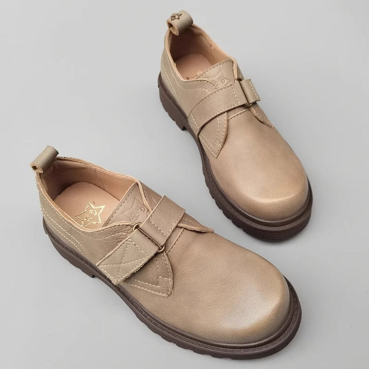 Womens Genuine Leather JK Uniform Shoes Loafers for Wide & Fat Feet