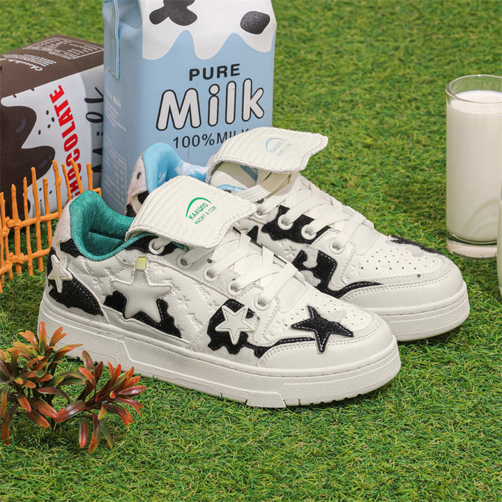Trendy Star Detail Low-Top Sneakers – Unisex Casual Couple Shoes
