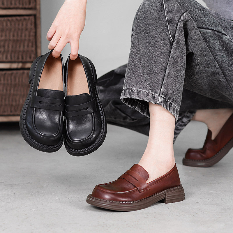 Women's Vintage Leather Handmade Flat Loafers