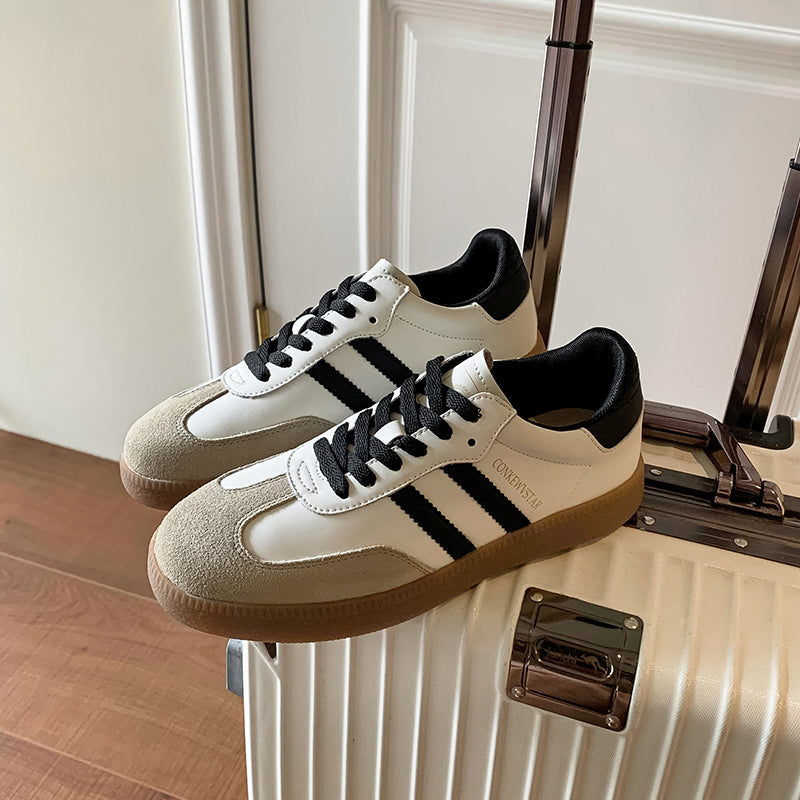 Women’s Comfortable Flat Sneakers – Casual Patchwork Sport Style