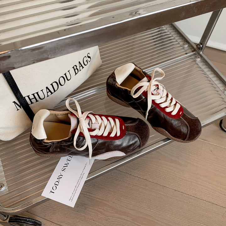 Women's Hidden Wedge Suede Sheepskin Sneakers Lace Up Height Increasing Casual Shoes