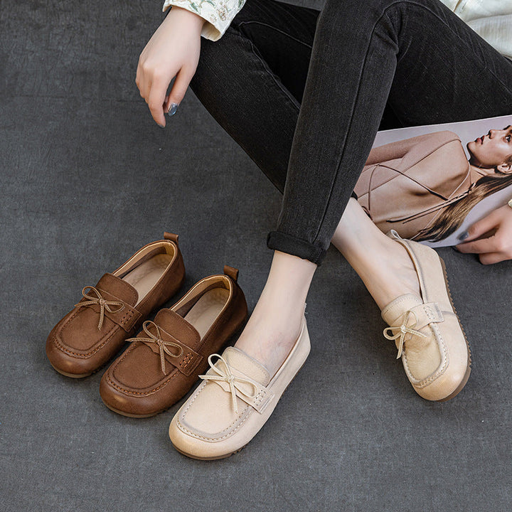 Women's Leather Soft Sole Flats – Comfortable Walking Shoes