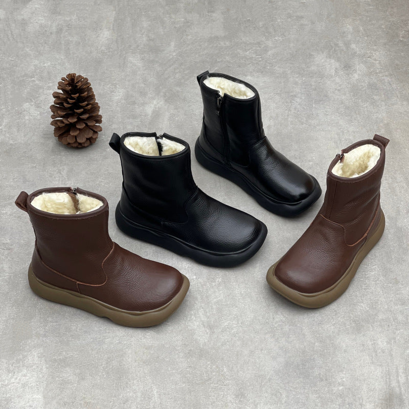 Clearance Sale Fur Lined Leather Winter Boots for Women $49.99 - Black/US8/CN39/245