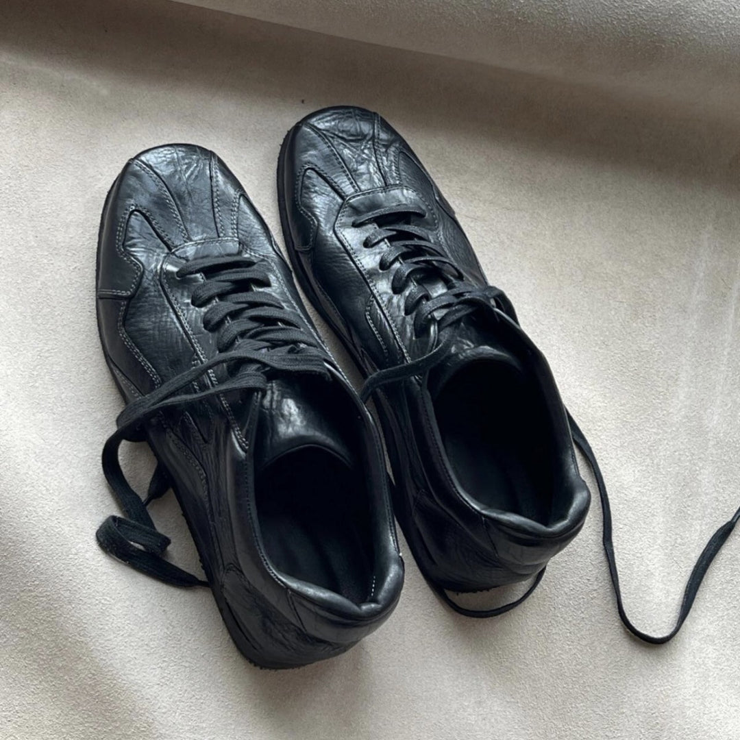 Women's Vintage Leather Sneakers - Soft Textured Casual Walking Shoes Lightweight Gym Trainers