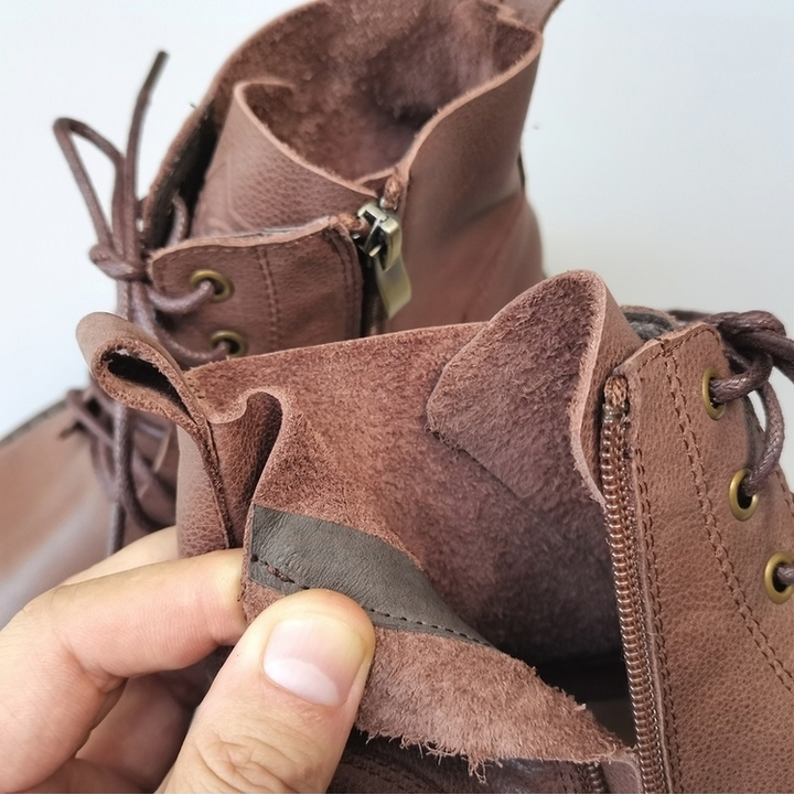 Wide-toe Box Handmade Genuine Leather Ankle Boots Casual Comfortable Women's Shoes