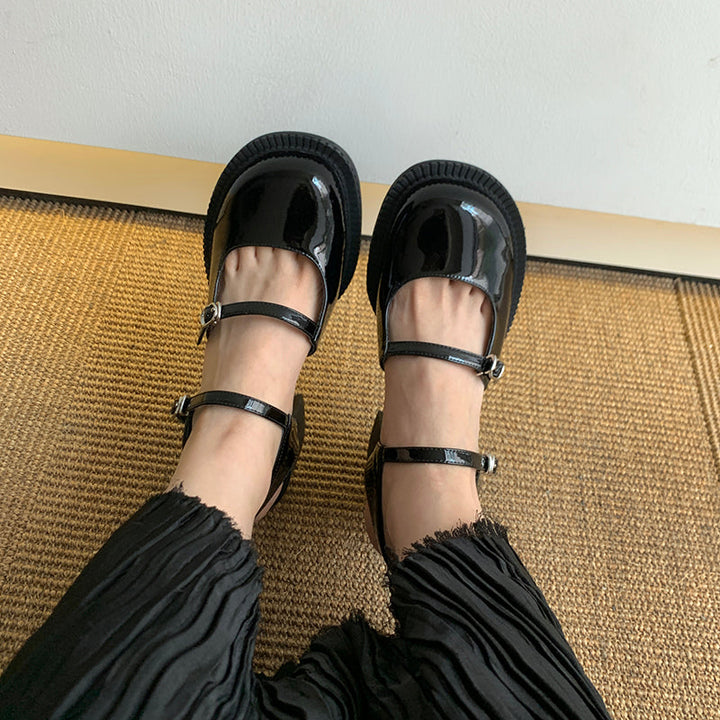 Women's Stylish Double Strap Closed Toe Sandals Mid Heel Block Pumps