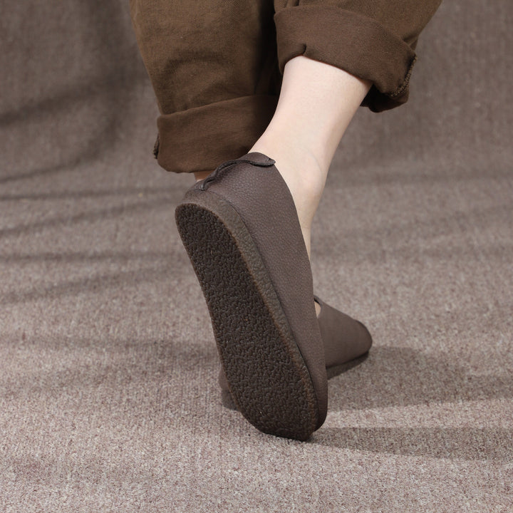 Women's Minimalist Soft Leather Slip-On Flats – Retro Style Comfort Shoes
