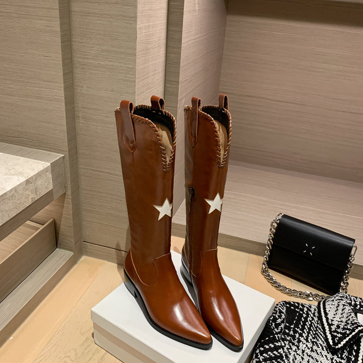 Women's Western Cowboy Boots Star Knee High Boots