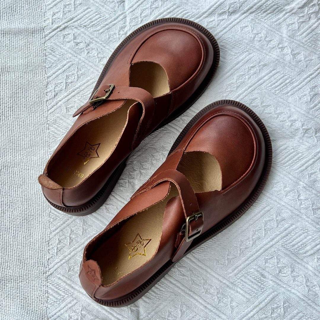 Genuine Leather Big Toe Box Breathable Non-Slip Handmade Mary Jane Women's Shoes