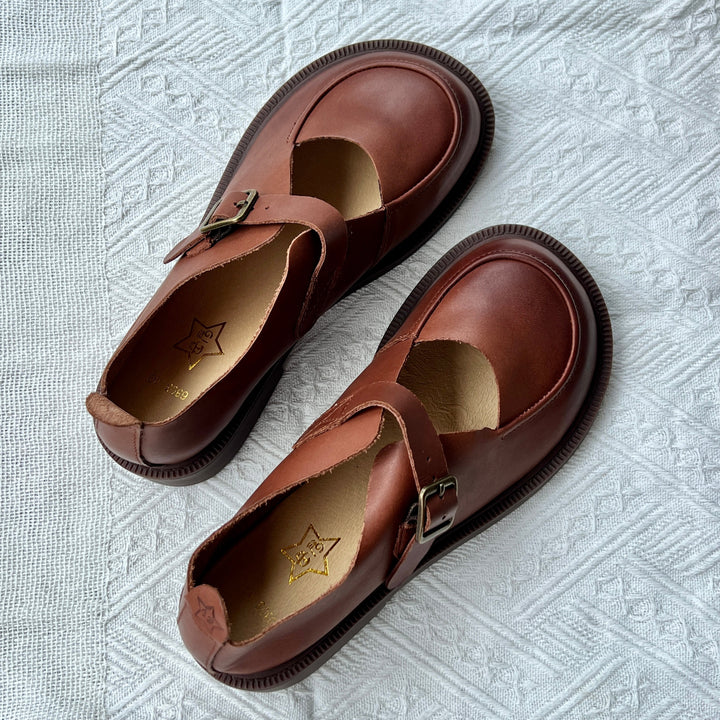 Genuine Leather Big Toe Box Breathable Non-Slip Handmade Mary Jane Women's Shoes
