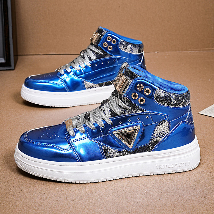 Metal Luster Couple High-Top Skateboard Sneakers