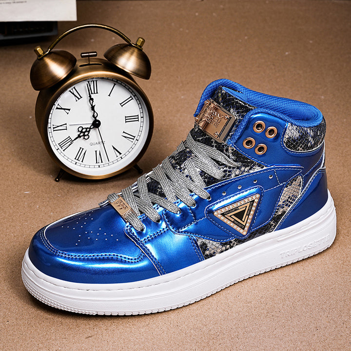 Metal Luster Couple High-Top Skateboard Sneakers