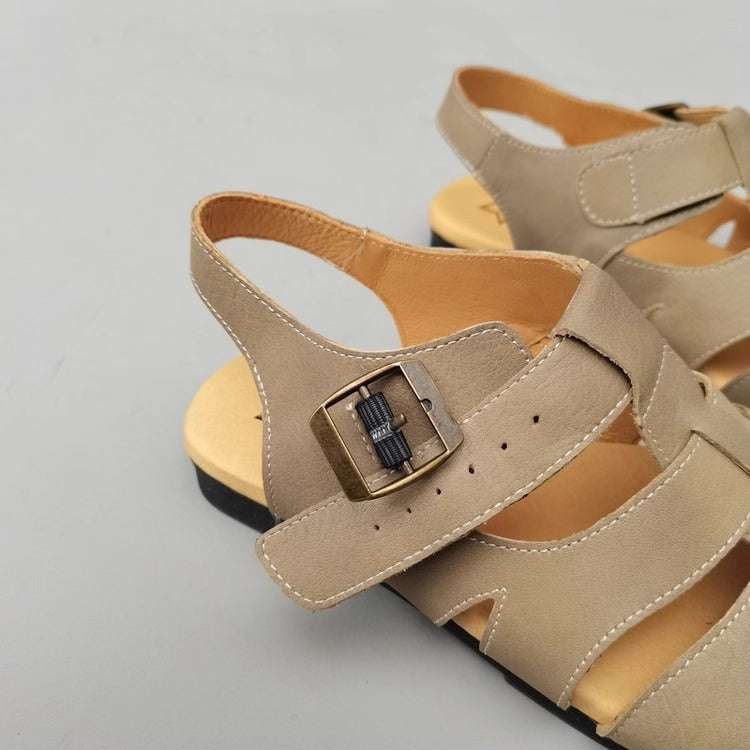 Women's Wide-Fit Leather Sandals – Non-Slip, Comfortable & Casual for Summer