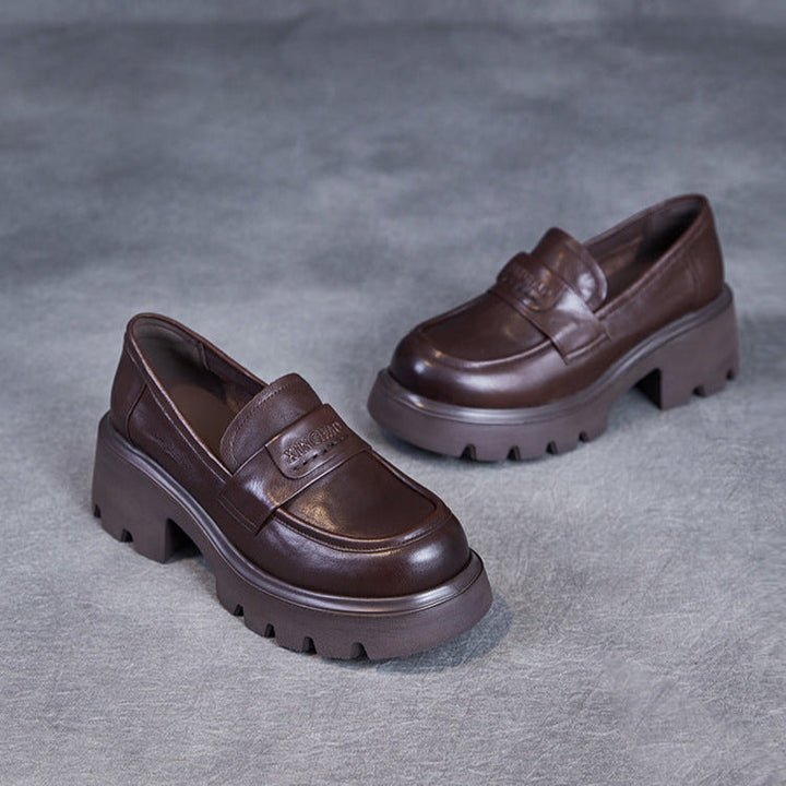 Minimalist Leather Loafers – Lightweight Platform Slip-Ons for Women