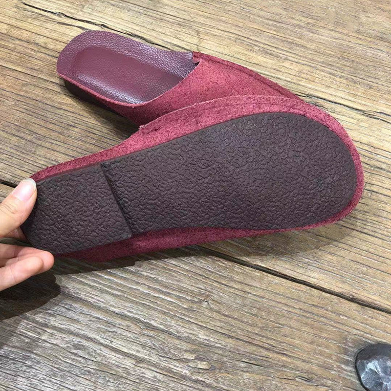 Women's Leather Minimalist Slant Cut Comfort Mule Shoes