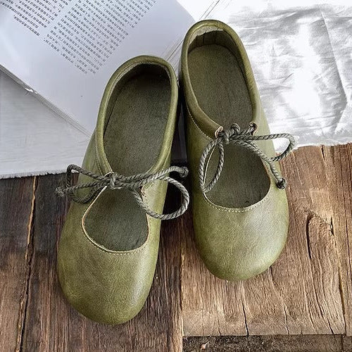 Women's Niche Literary Style Lace-Up Comfortable Non-Slip Flat Shoes