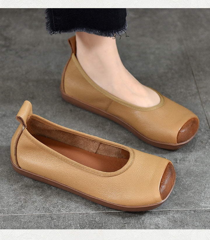 Comfortable Women's Slip-On Square-Toe Flats – Soft Casual Shoes