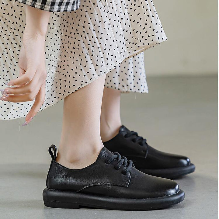 Women's Leather Lace-Up Oxfords Round Toe Shoes