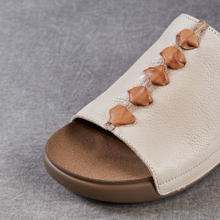 Women's Leather Open-Toe Bohemian-Style Slides & Mules