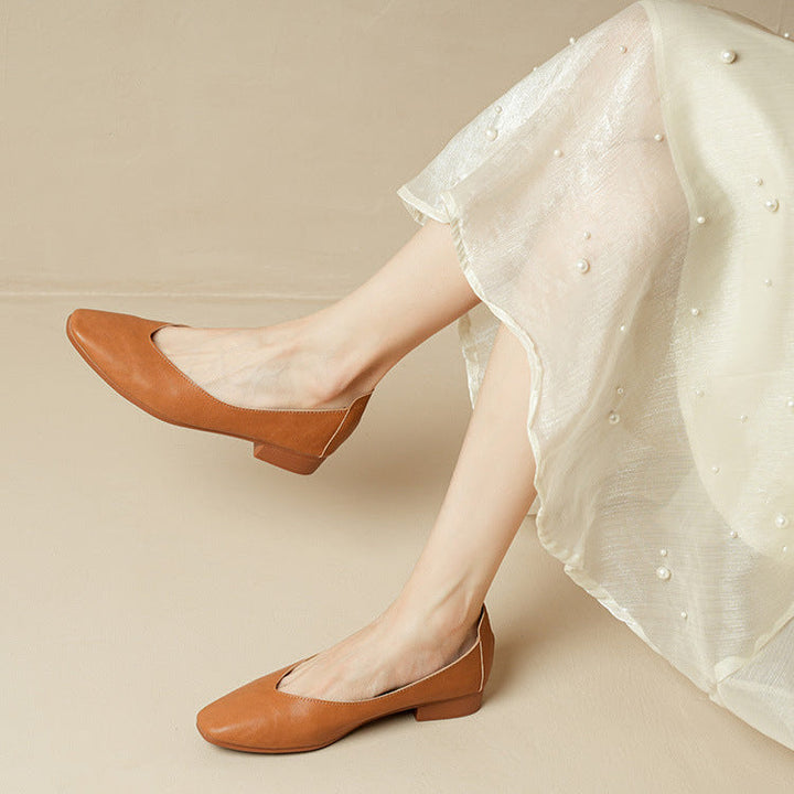 Soft Leather Slip-On Glove Shoes – Women's Multicolor Low Heel Comfortable Flats