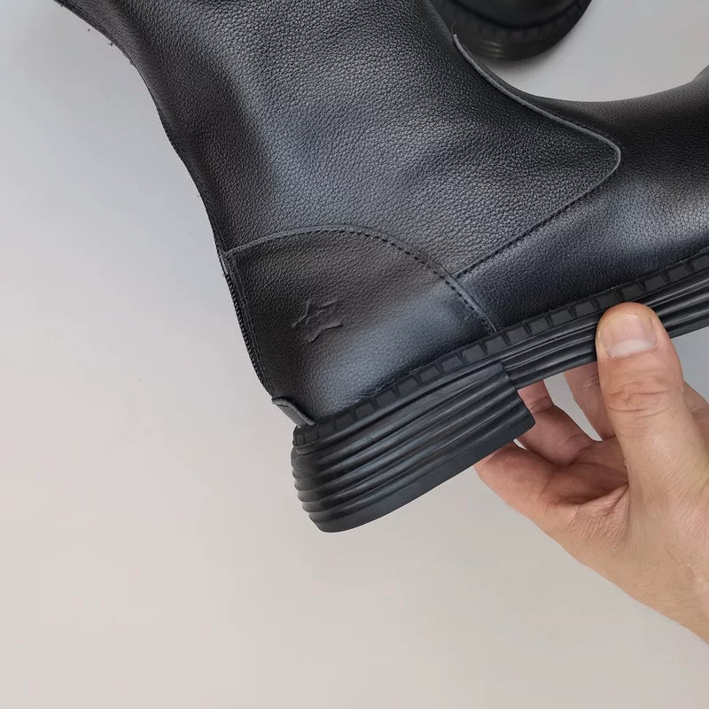 Women's Genuine Cowhide High Boots with Wide Toe Box Warm Lining Winter Style