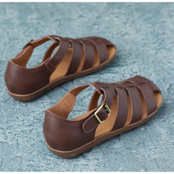 Women's Handmade Leather Closed Toe Casual Fisherman Sandals
