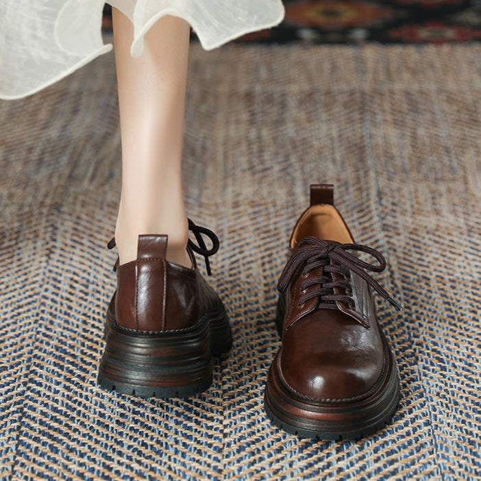 Women's Platform Lace-up Casual Loafers