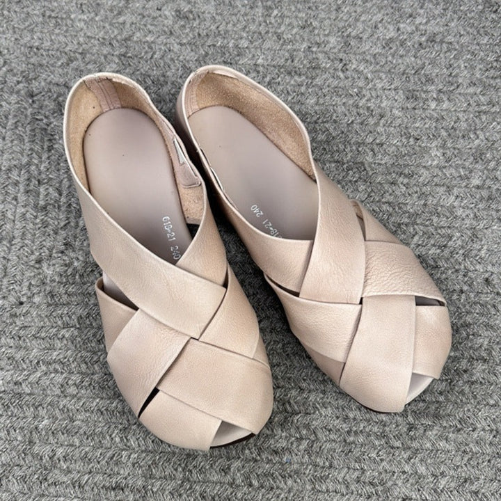 Womens Summer Retro Hollow Out Leather Shoes