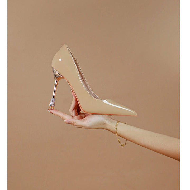 Women's Patent Leather Pointed Toe Stiletto Heels Pumps