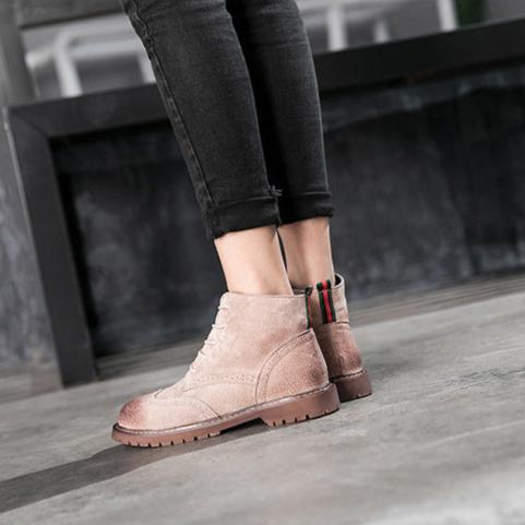 Women's Suede Lace Up Brogue Boots