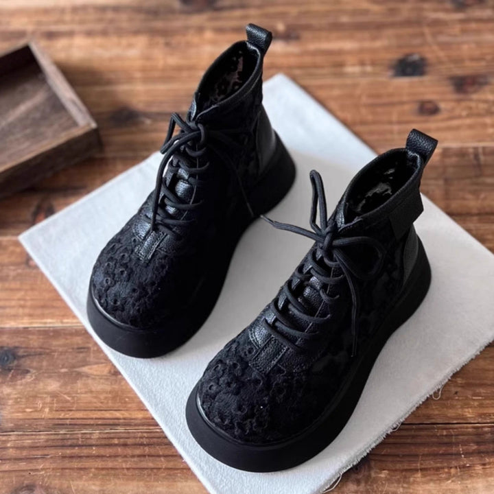 Women's Literary Style Summer Lace Mesh Platform Boots