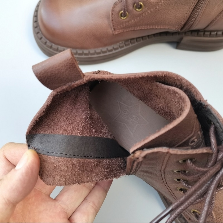 Wide-toe Box Handmade Genuine Leather Ankle Boots Casual Comfortable Women's Shoes