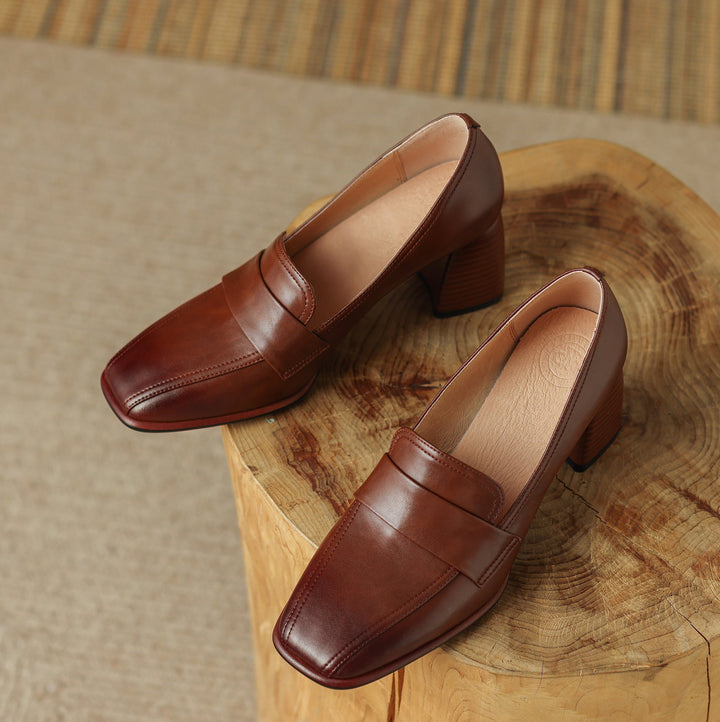 Clearance Sale Handmade Slip-on Dress Shoes Pumps - Brown