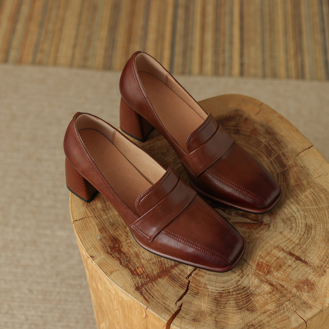 Clearance Sale Handmade Slip-on Dress Shoes Pumps - Brown