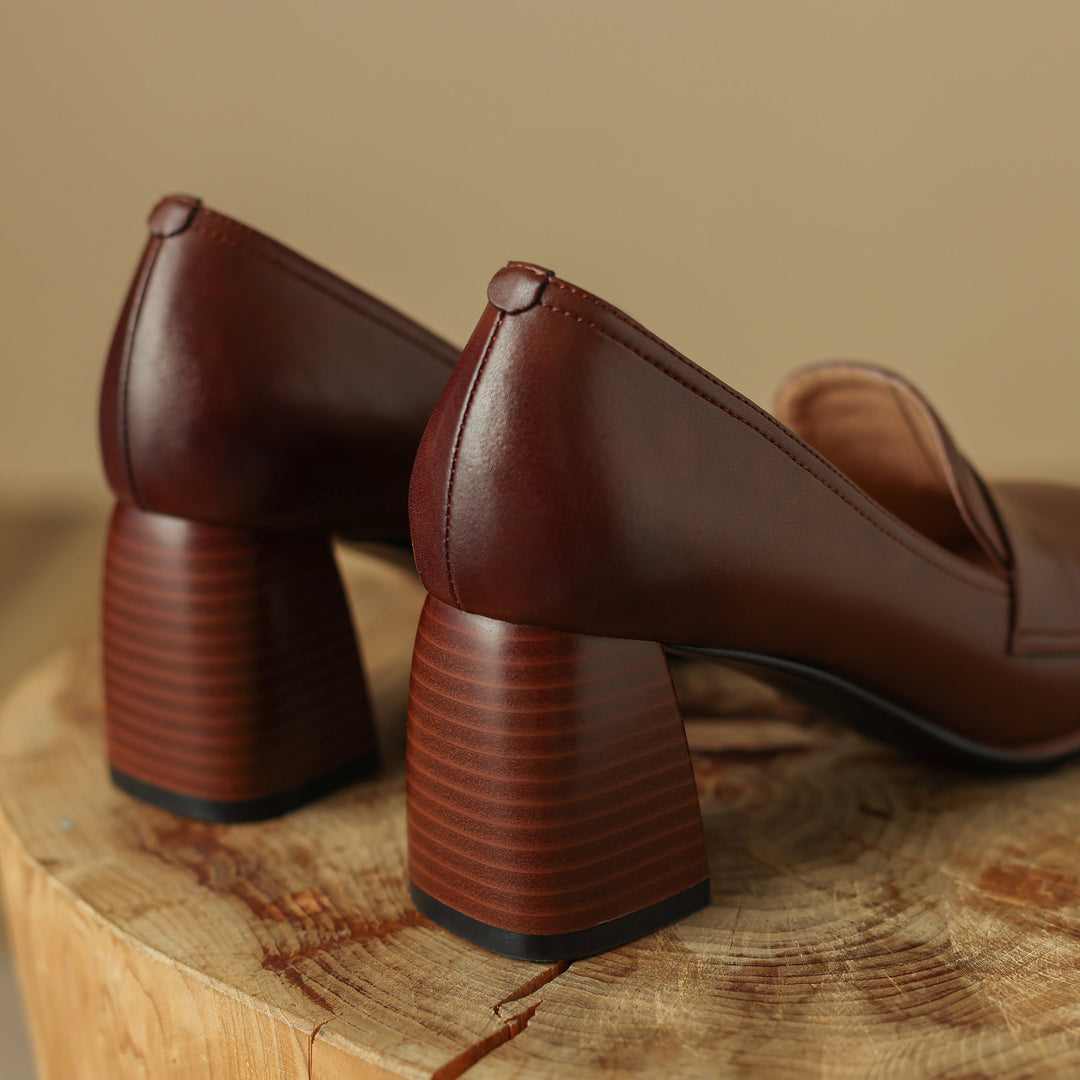 Clearance Sale Handmade Slip-on Dress Shoes Pumps - Brown