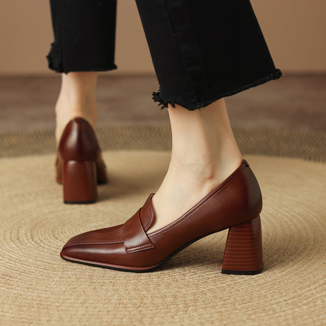 Clearance Sale Handmade Slip-on Dress Shoes Pumps - Brown