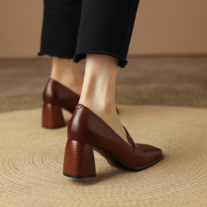 Clearance Sale Handmade Slip-on Dress Shoes Pumps - Brown