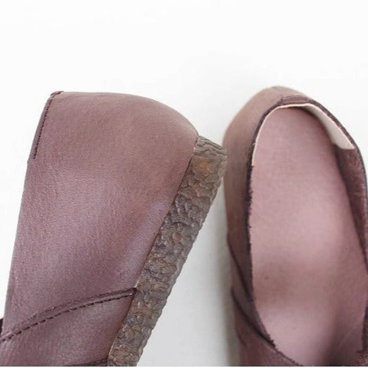 Women's Handmade Breathable Leather Flats – V-cut Mary Jane Shoes