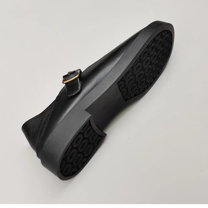 Wide Toe Box Daily Cute Genuine Leather Mary Jane Round Toe Flat Uniform Shoes