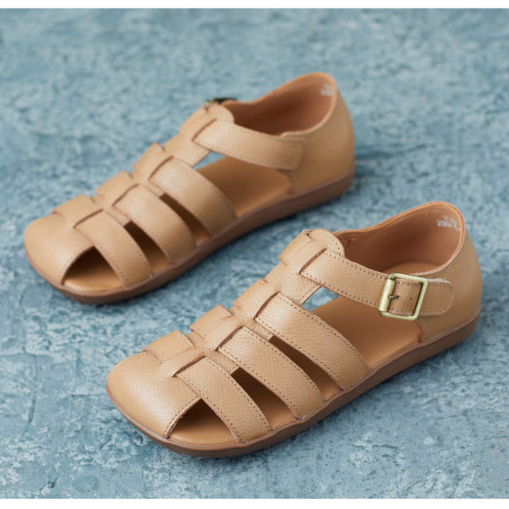 Women's Handmade Leather Closed Toe Casual Fisherman Sandals
