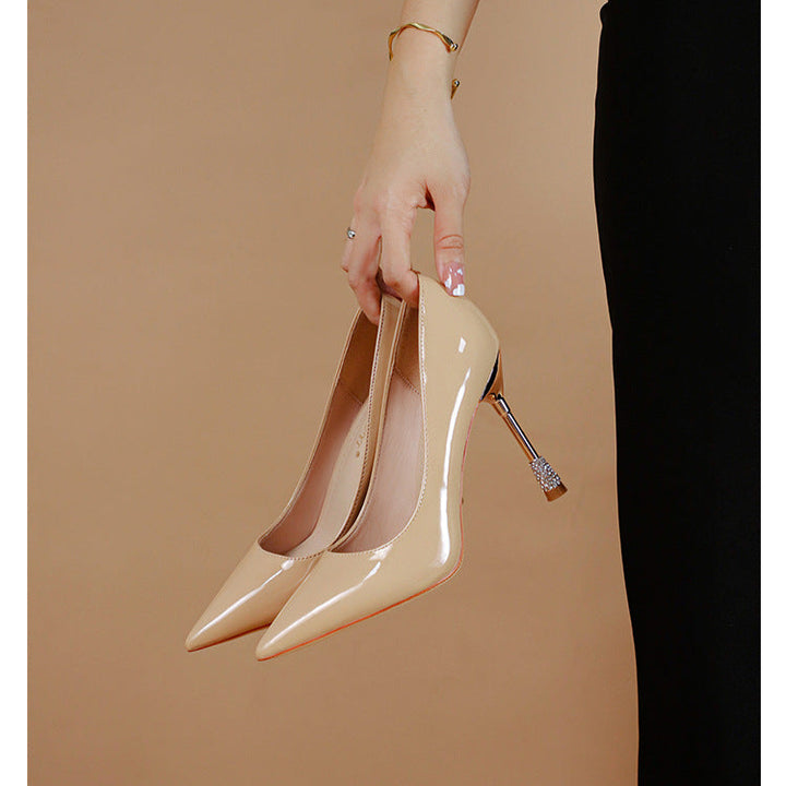 Women's Patent Leather Pointed Toe Stiletto Heels Pumps