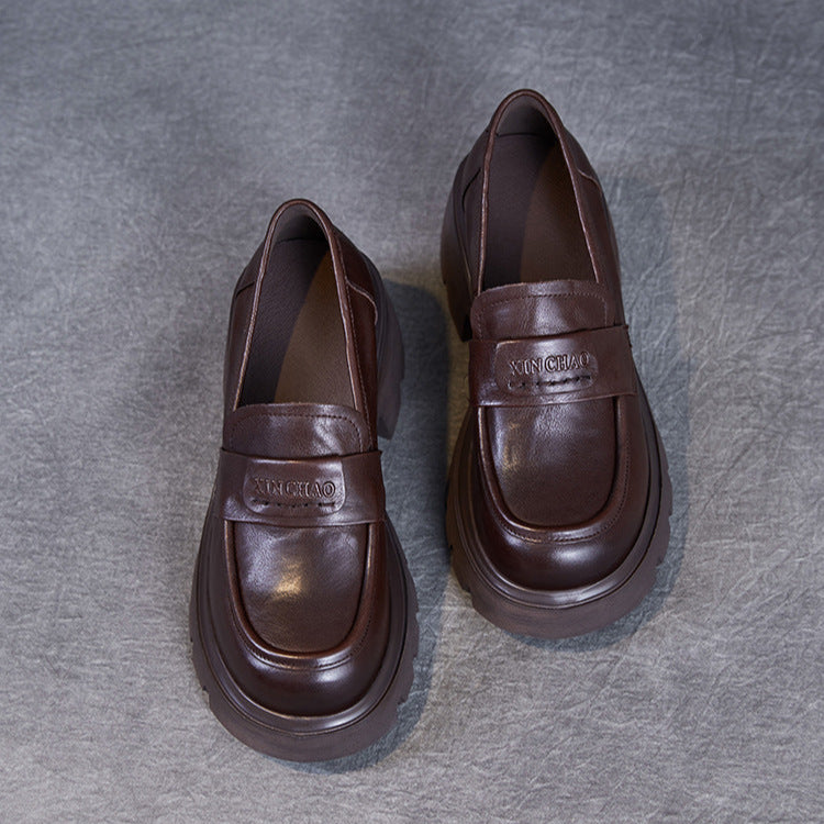 Minimalist Leather Loafers – Lightweight Platform Slip-Ons for Women