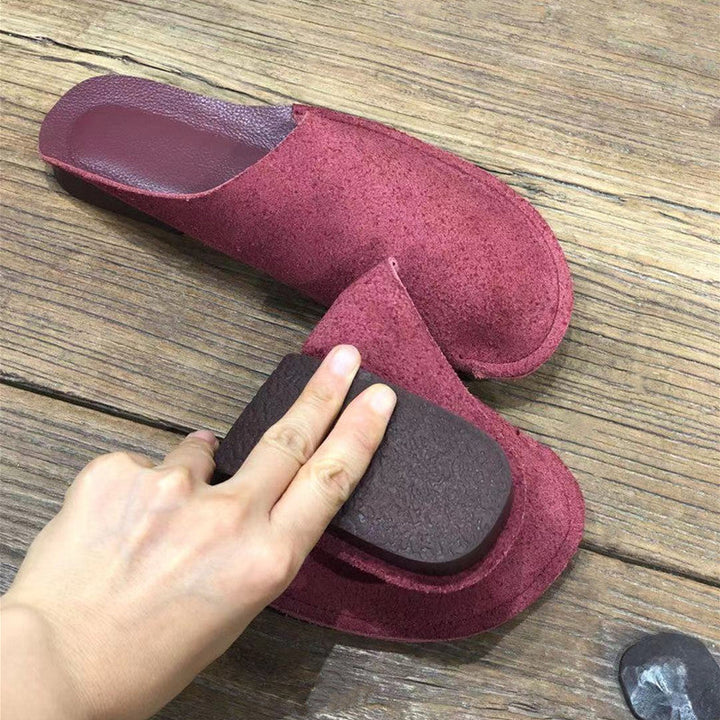 Women's Leather Minimalist Slant Cut Comfort Mule Shoes