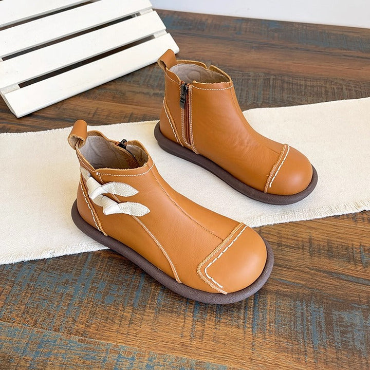 Women's Everyday Casual Ankle Boots – Patchwork Design with Side Zip