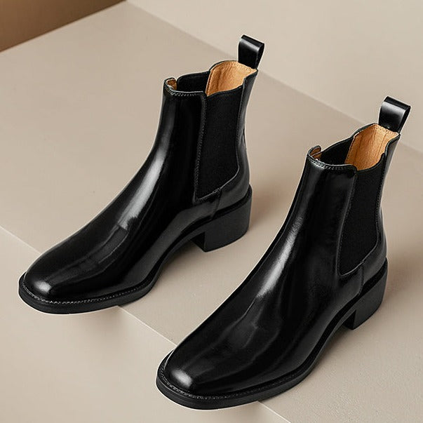 Womans Leather Black Work Chelsea Boots