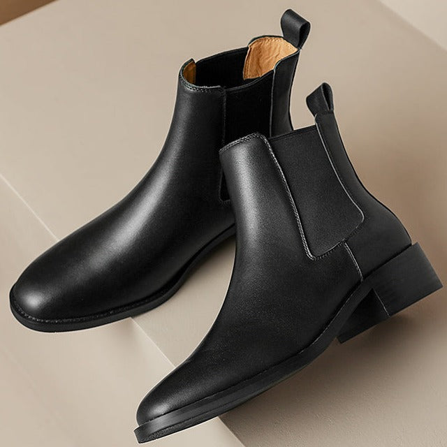 Womans Leather Black Work Chelsea Boots