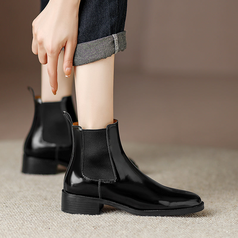 Womans Leather Black Work Chelsea Boots