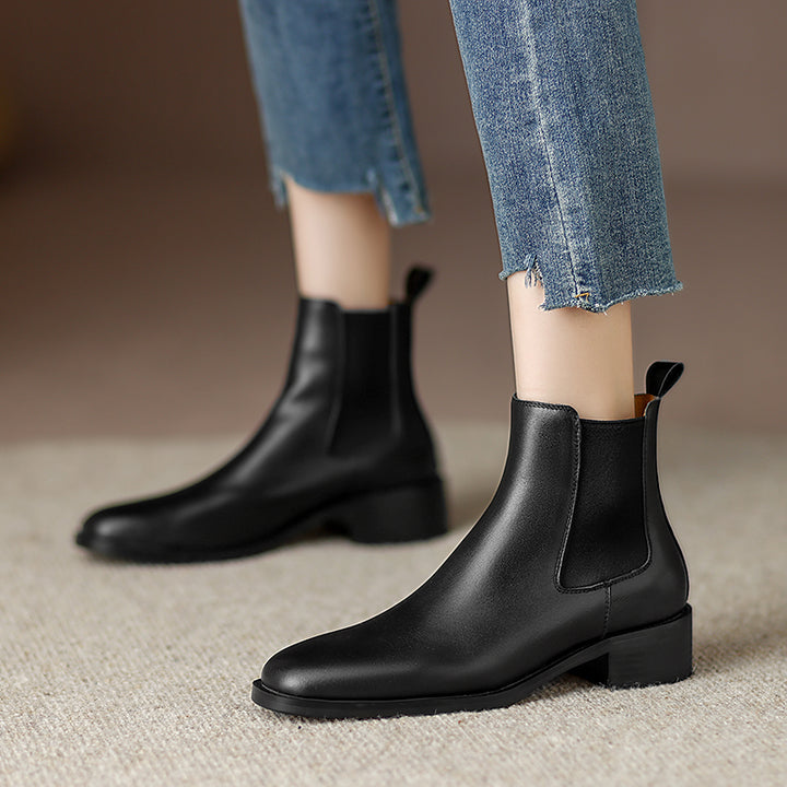 Womans Leather Black Work Chelsea Boots